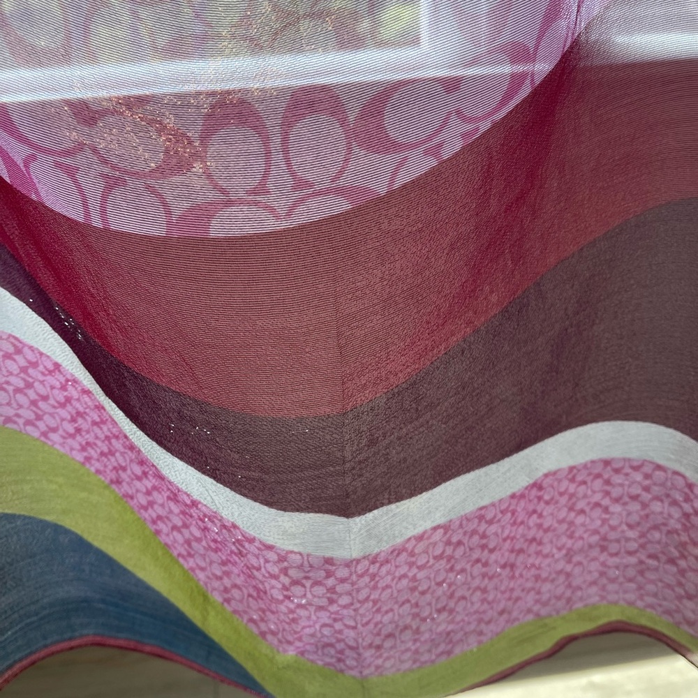 Coach Metallic Patchwork Silk Scarf Monogram Vint… - image 8